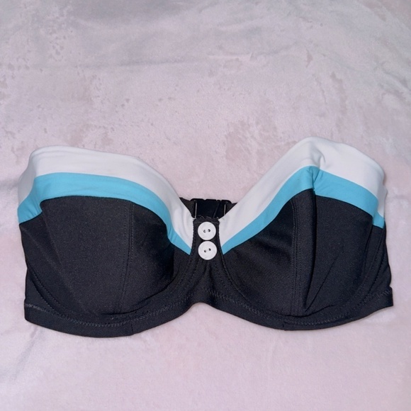 Freya Black Underwire Strapless Bandeau Bikini Top size 30G - Picture 1 of 4